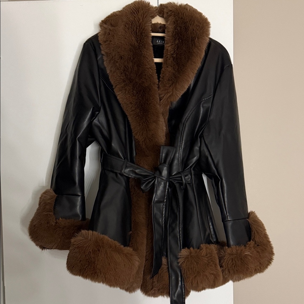 AKIRA Black and Brown Teddy Jacket